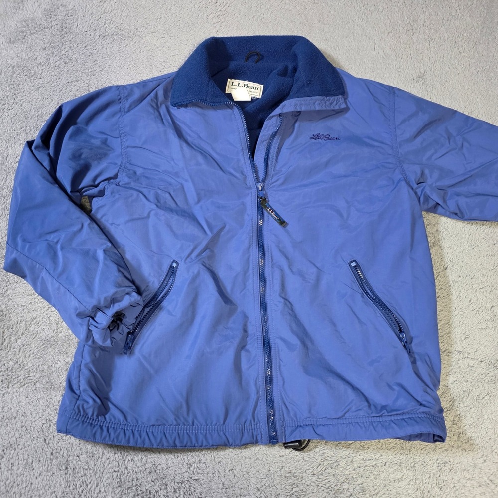 L.L. Bean Mens XL Three-Season Jacket Blue Fleece Lined Nylon Full Zip Bomber